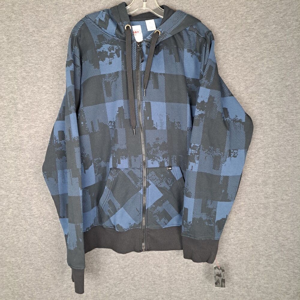 Union Bay Sweater Hoodie Young Mens XL Blue‎ Black Hooded Grunge Skater Zip